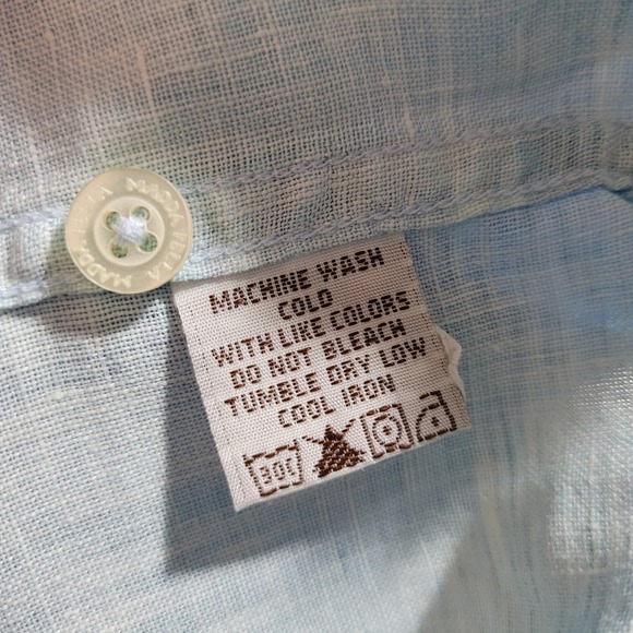 Madda Fella XXL Linen Shirt Key West Blue Island Beach Tropical Long Sleeve - Picture 7 of 8